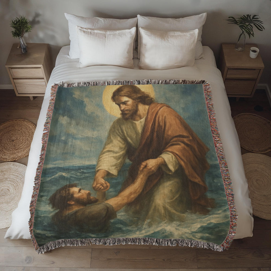 Christian Blanket Matthew 14:31 - 100% Cotton Woven Blanket